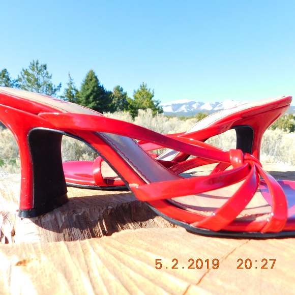 BP.  Butterfly Red Patent Strappy Mule - Picture 2 of 8